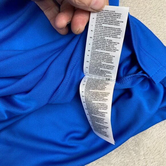 Adidas Mens Polo Shirt Medium Aeroready Climacool Short Sleeve Blue Athletic - Picture 7 of 10